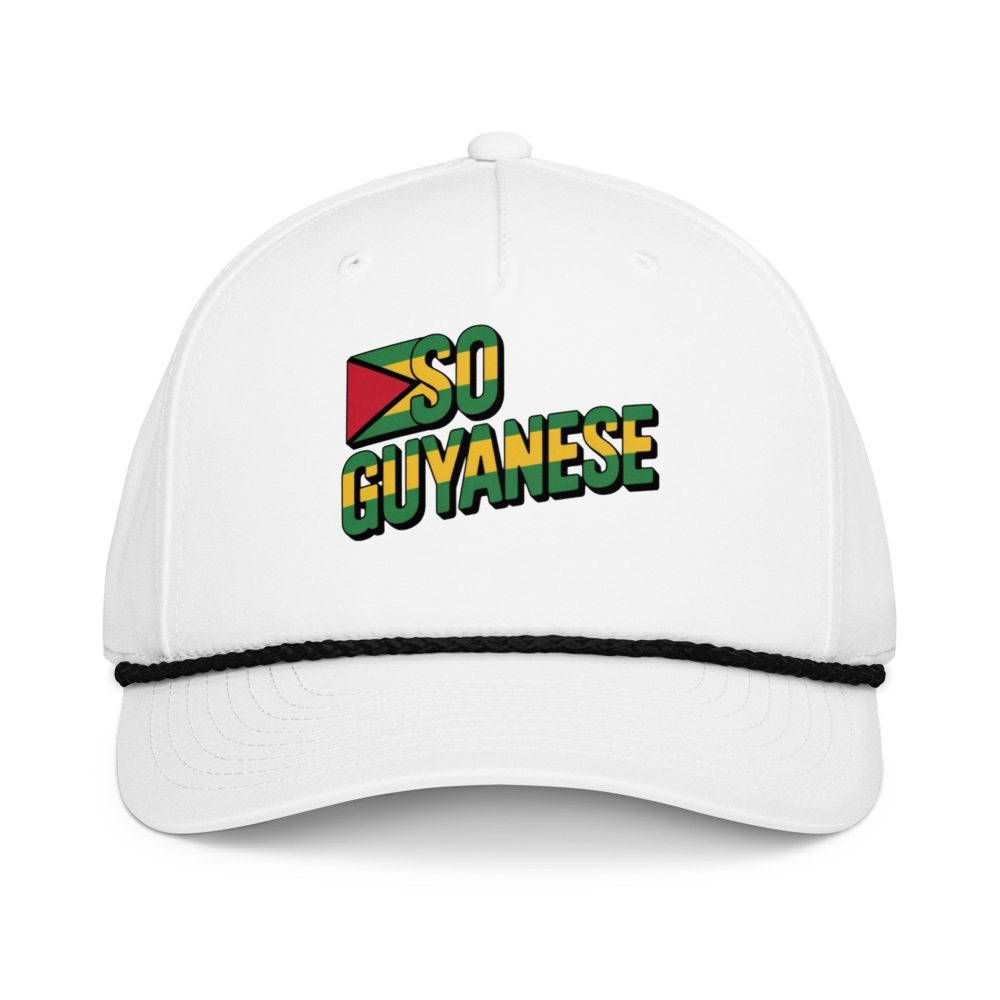 White 'So Guyanese' New Rope Style Hat Design by I’M So What Co 2025